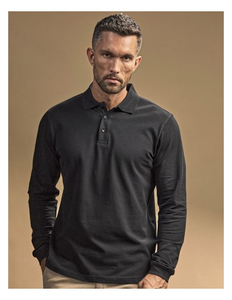 TEE-1406-Mens Luxury Stretch Long Sleeve Polo 2